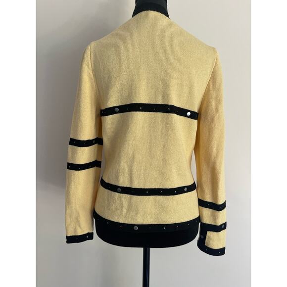 J.S.S knit ware jacket/ blazer sm yellow/ black wool blend button up timeless - Picture 4 of 8